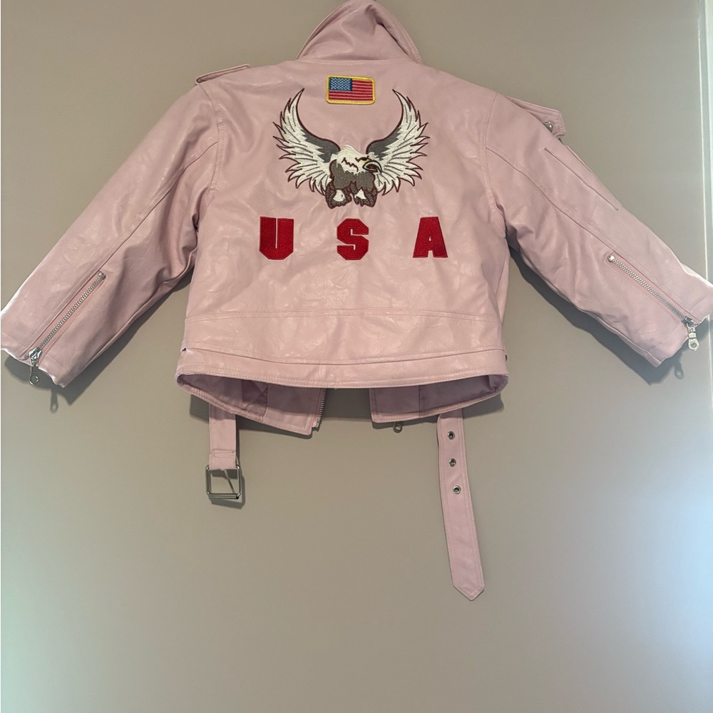 Pink USA Kids Jacket Faux Leather